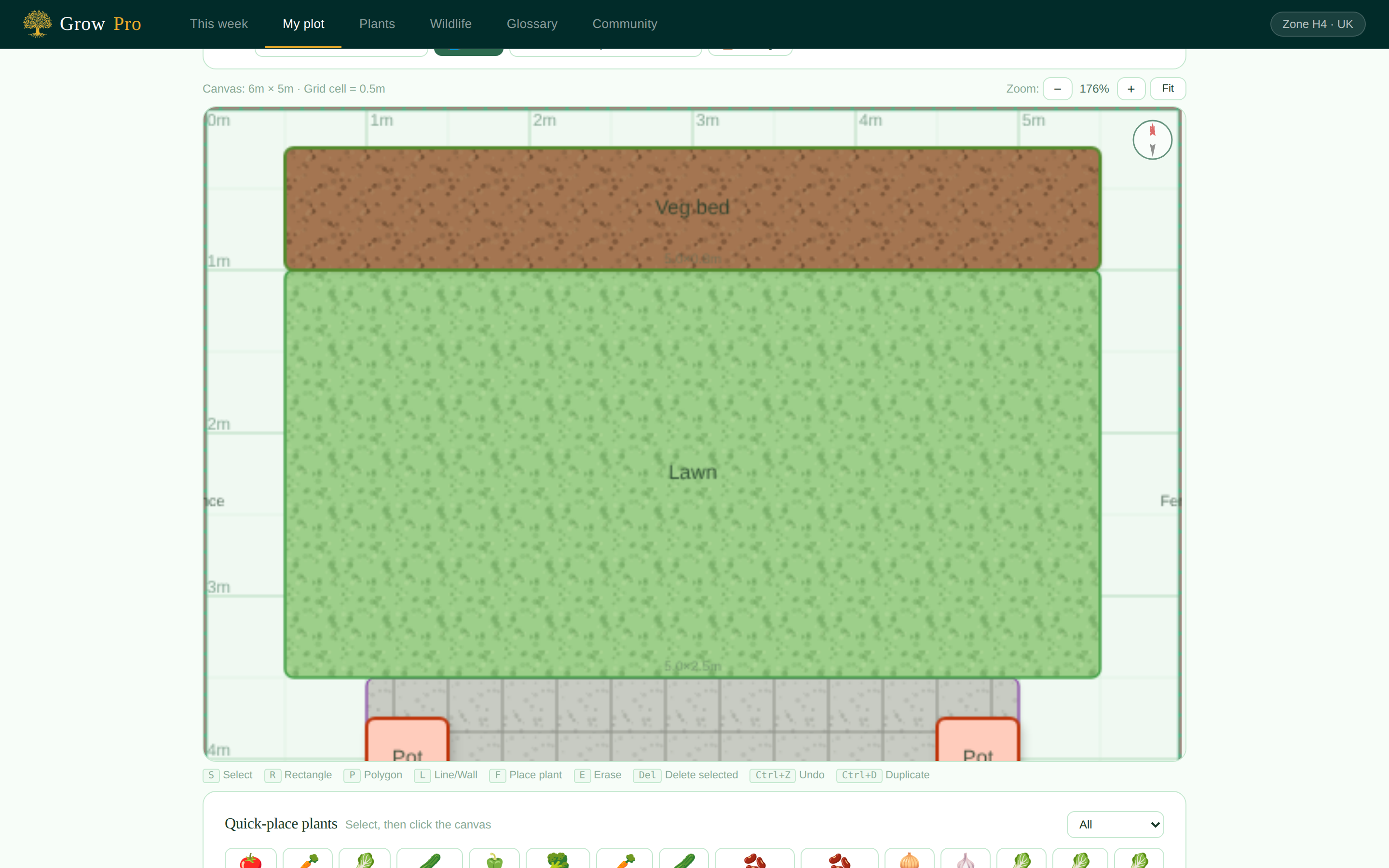 Grow Pro visual garden planner on laptop